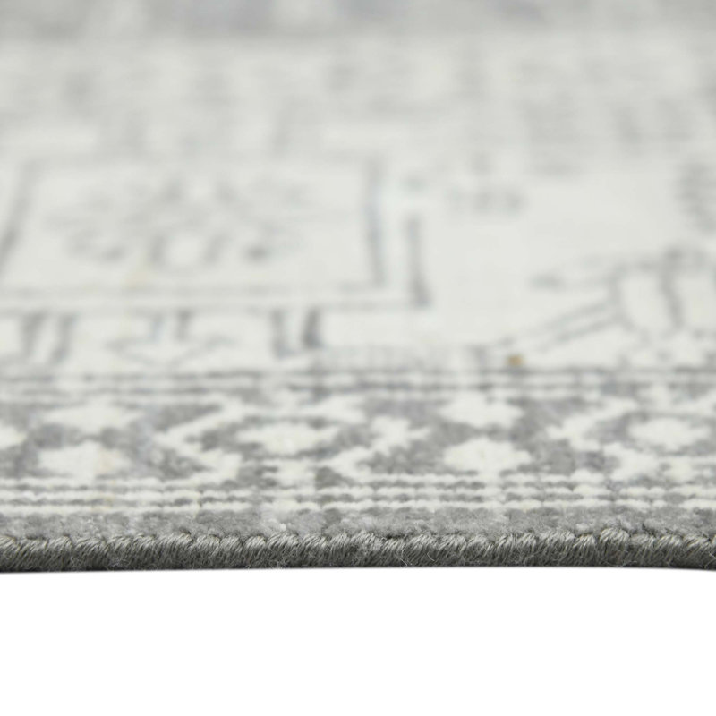 Nuit Arabe Wool Geometric Area Rug in Silver, Rectangle 2' x 3'