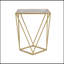 TABLE D'APPOINT CRÉATIF SIMPLE EN VERRE, DORÉ ET BLANC