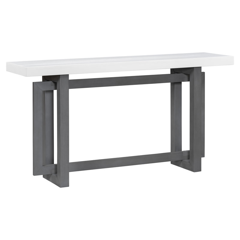59" Long Console Table, Dark Gray, White