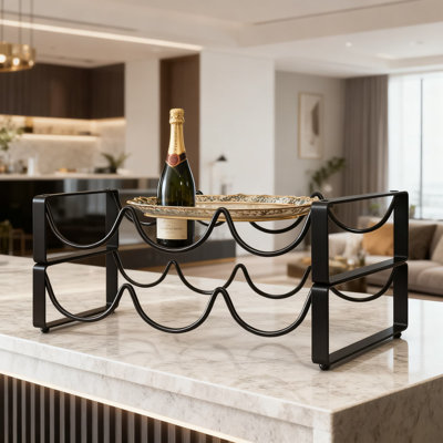 2-Tier Stackable Metal Wine Rack For Countertop - Space-Saving Wine Bottle Holder Organizer For Kitchen Cabinet, Bar, Or Dining Room, Holds 8 Bottles