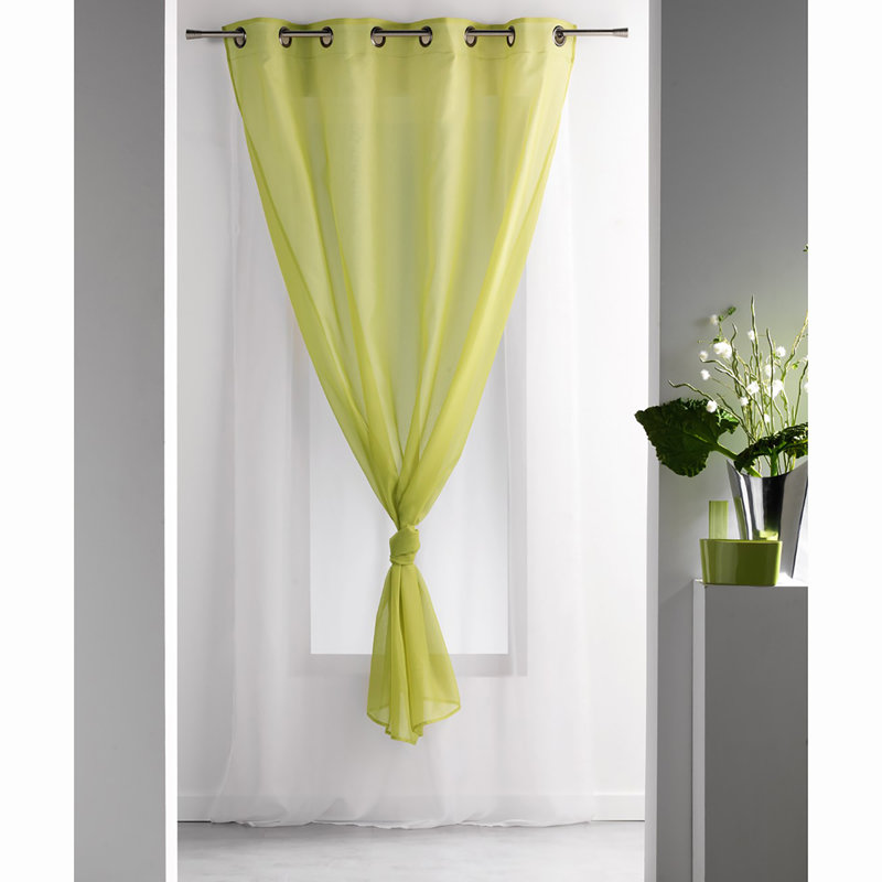 Robin Sheer Single Curtain Panel, Light Green / White