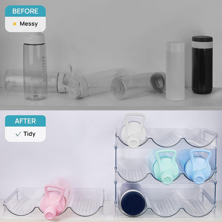 Water Bottle Organizer, , 4 Layers Stackable Cup Organizer for Cabinet,  Plastic Tumbler Travel Mug Holder, Wine Drink Rack for Kitchen Countertop