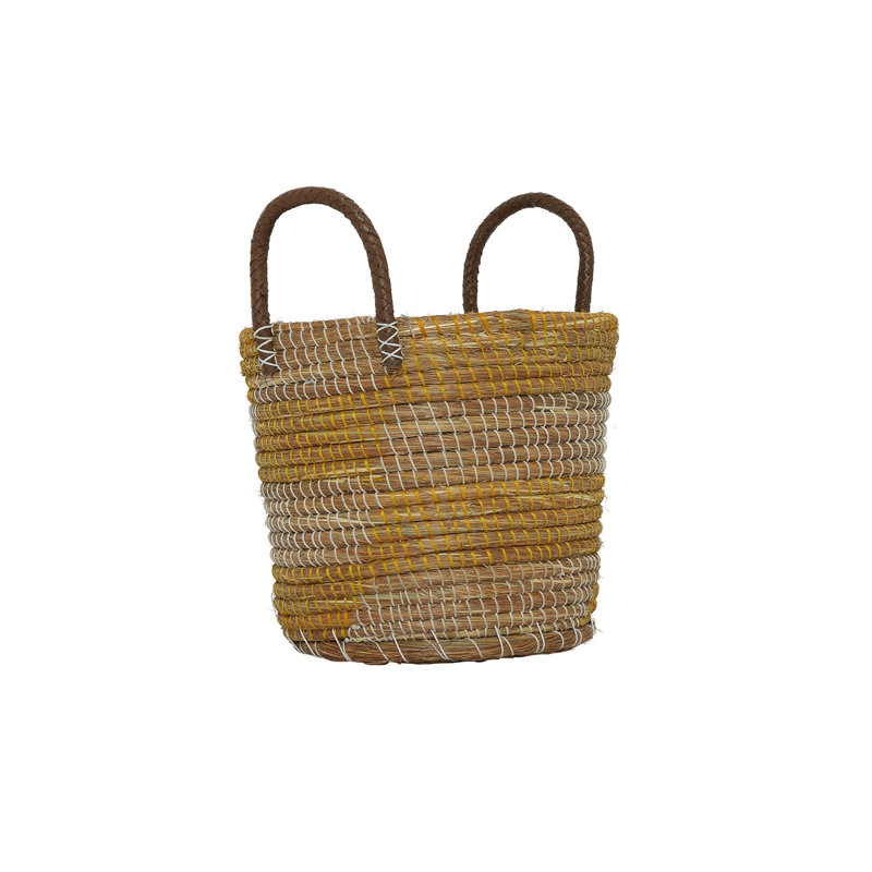 Panier rond tissé à la main avec poignées 11,5 po Moonji