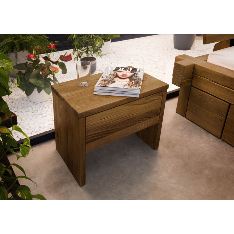 Jangali 35cm W Solid Wood Bedside Table, Brown