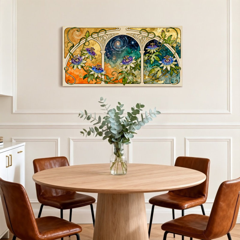 Arche florale artistique sur fond cosmique, H 16 po x l 32 po