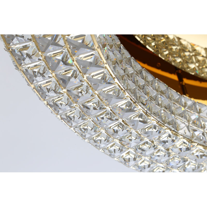 32'' Modern Chandeliers for Living Room Crystal Chandelier Flush Mount Ceiling Light Fixture for Dining Room Living Room Bedroom Dimmable 2700-6000K