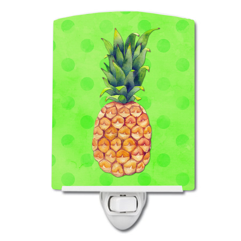Éclairage de nuit en céramique ananas polkadot, Vert