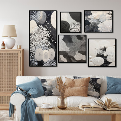 Fleurs de corail gris II - ensemble de 5 reproductions d'art sur toile corail sous l'eau