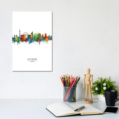 Las Vegas Nevada Skyline Portrait by Michael Tompsett - Wrapped Canvas Print