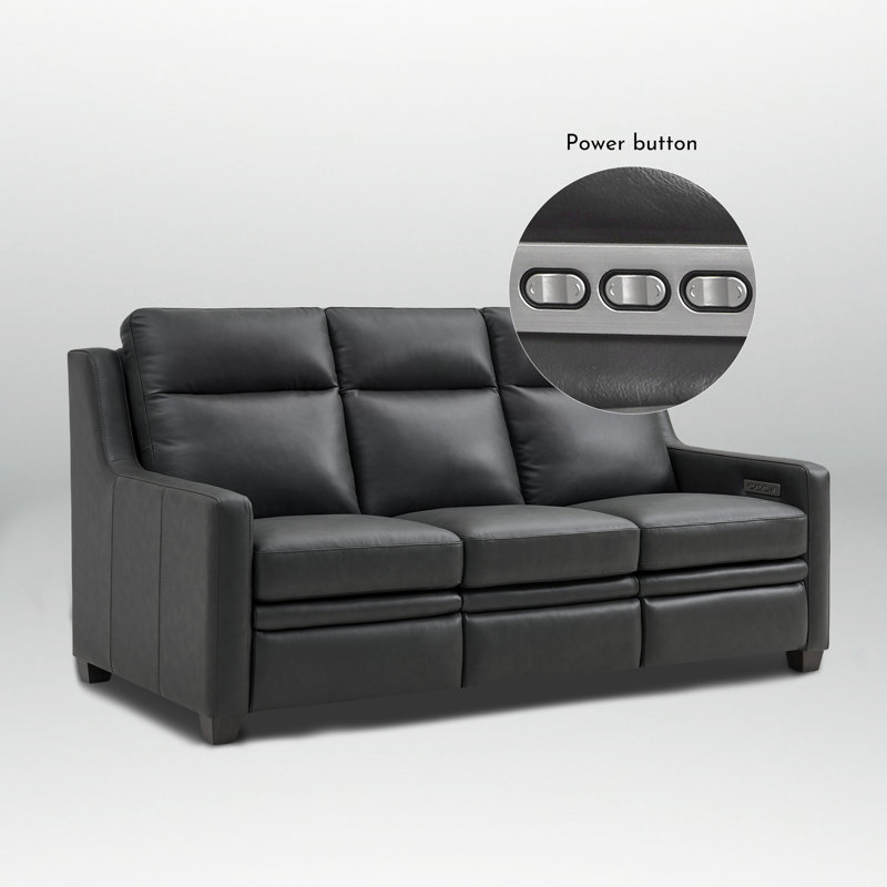 Canapé inclinable électrique en cuir Harpster, Gris anthracite