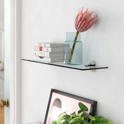 Tablette flottante en verre 24 po x 6 po avec supports chromés Hayzlee