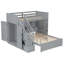 Lit simple superposé au dessus d'un lit double avec escalier de rangement, garde-robe, USB et lit léger, gris-631858783