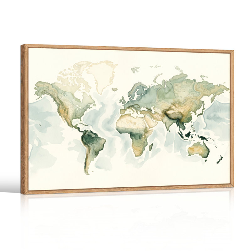Ensemble de 1 carte aquarelle sur toile, 28"H x 40"W, Natural