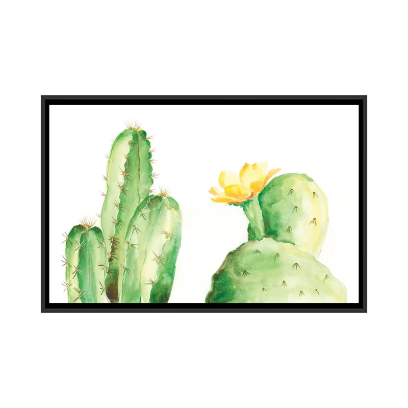 « spiny plantes de désert ii », impression sur toile, H 18 po x l 26 po x P 1,5 po, Toile avec cadre noir, Pas de tapis