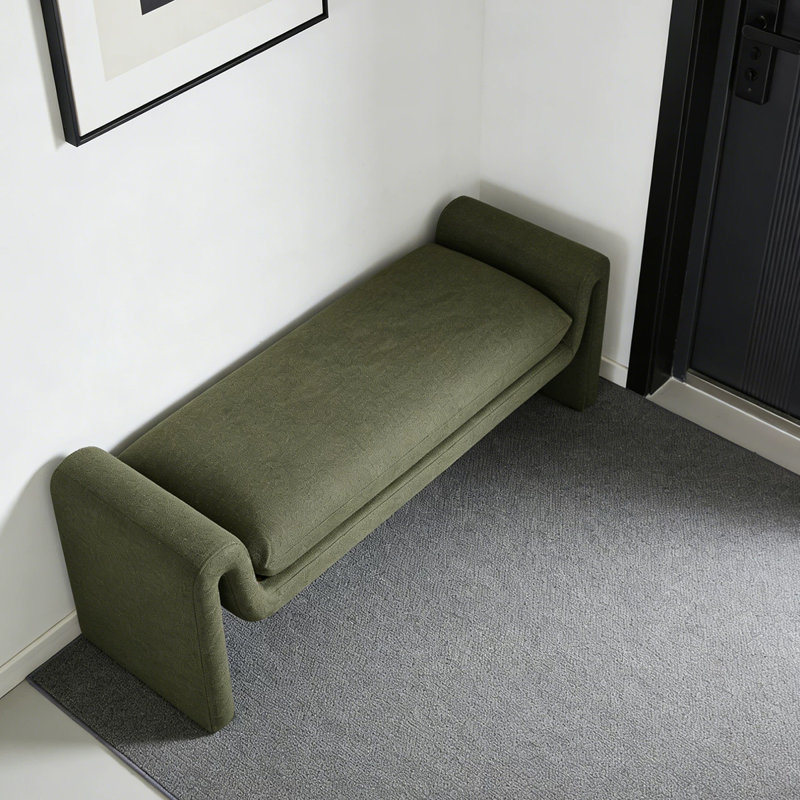 Banc rembourré vert, 17.72" H x 55.12" L x 13.78" D
