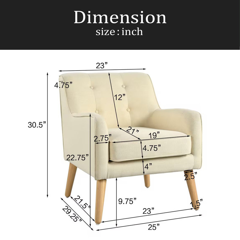 Fauteuil Mid-Century, Beige