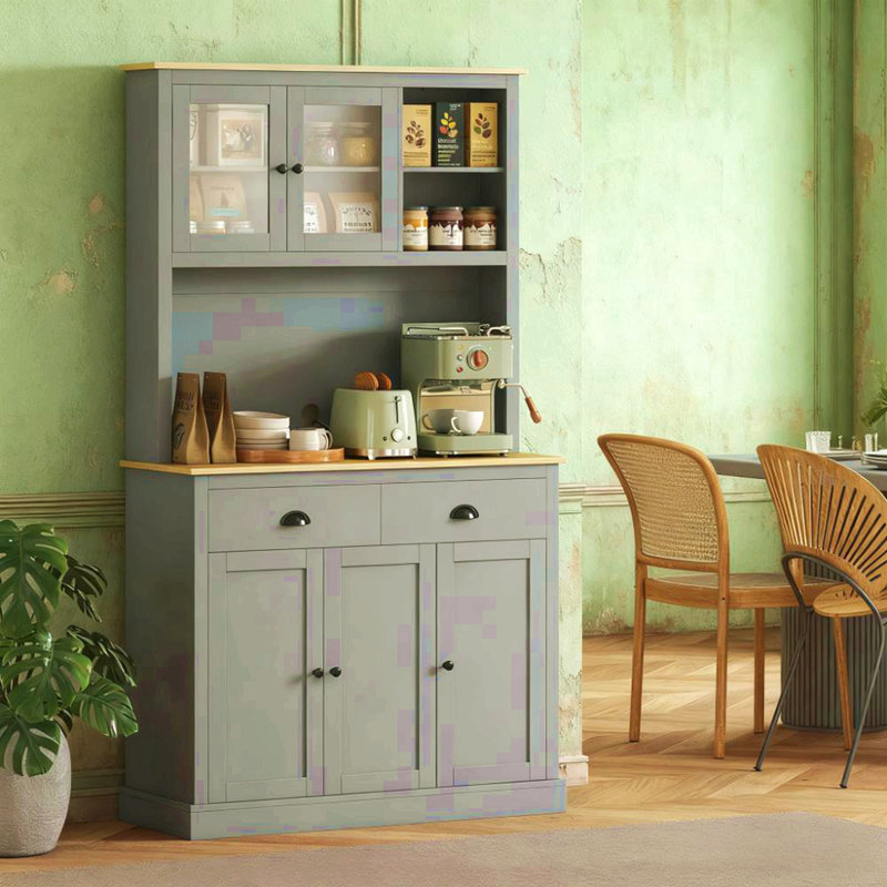 Armoire de cuisine autoportante de 71 po de hauteur, Gray