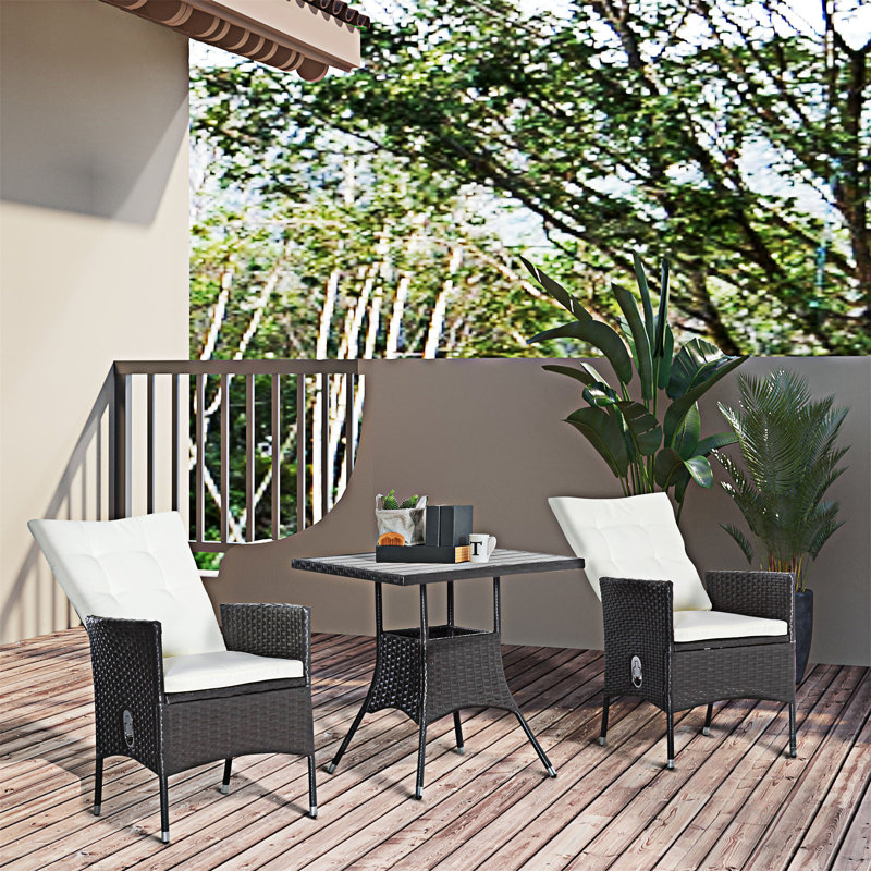 3 Piece Outdoor PE Wicker Conversation Set