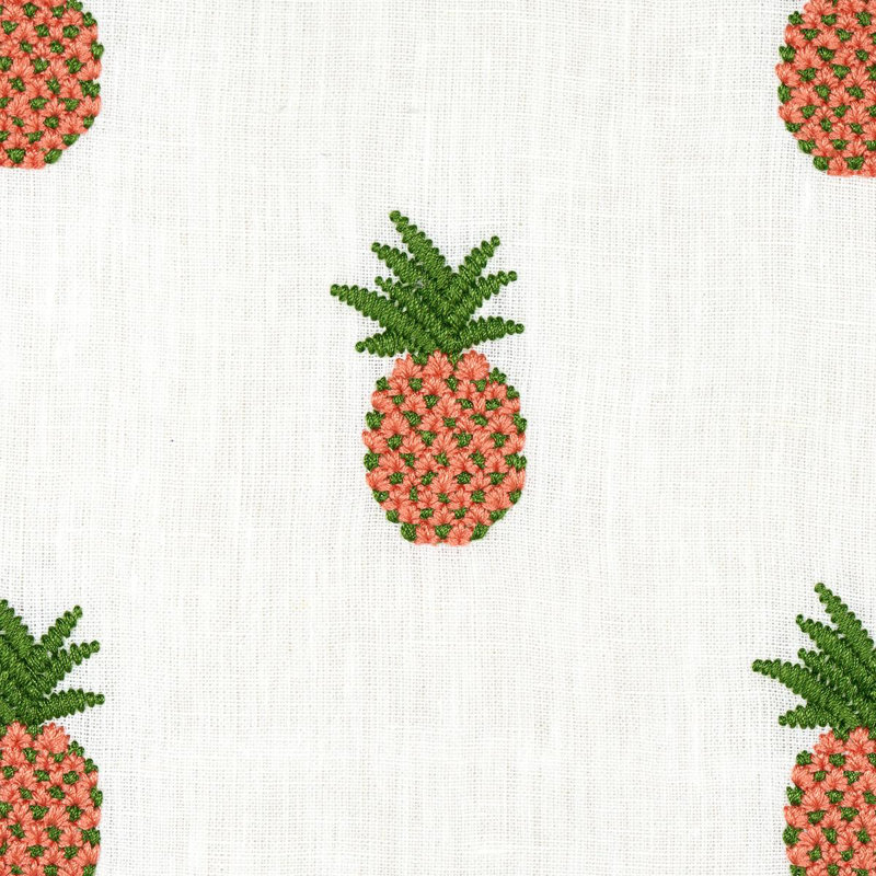Pineapple Embroidery Fabric, Apricot/Ivory