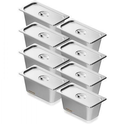 Paquet de 8 casseroles pour hôtel, poêle à vapeur anti-bourrage avec couvercle, poêle de table à vapeur en acier inoxydable de 0,8 mm d'épaisseur, poêle de 6 po de profondeur, plateau de rangement pour restauration industrielle et scientifique
