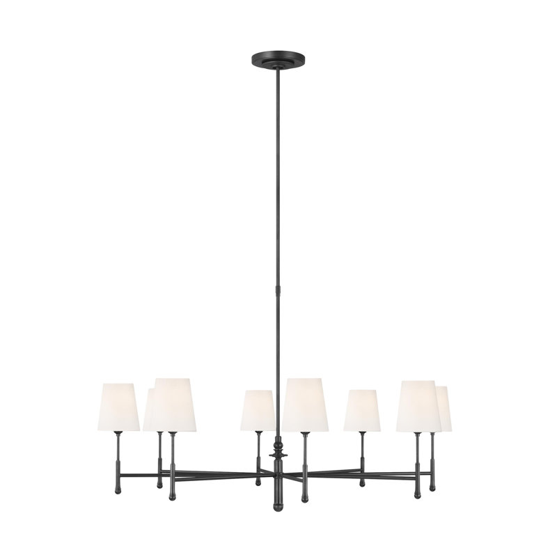 Lustre classique à 6 lumières Shemena par Thomas O'Brien, Fer vieilli