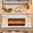 White Solid + Manufactured Wood Freestanding TV Cabinet Fireplace Heating-118476406