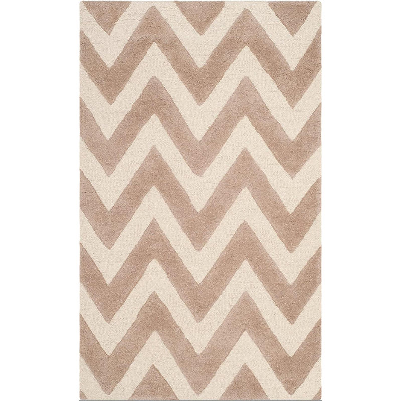 Sanyla Hand Tufted Wool Chevron Rug, Rectangle 3' x 5'