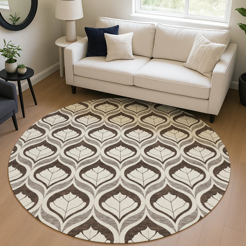 Machine Washable Indoor/Outdoor Jourdan ACN2379 Geometric Rug, Round 8'