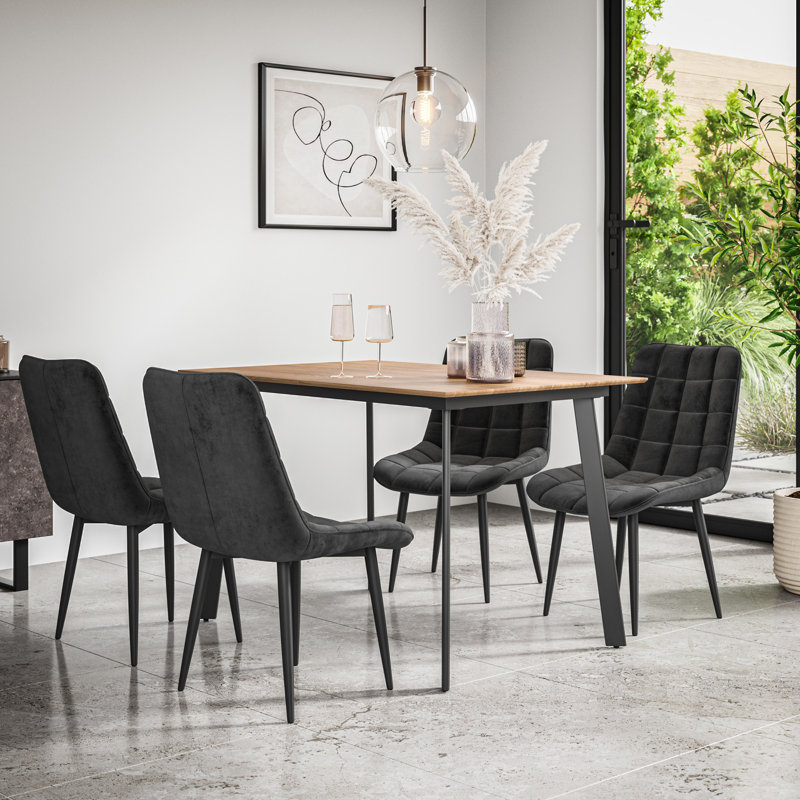 Danyll 6 - Person Dining Set, Oak/Black/Black