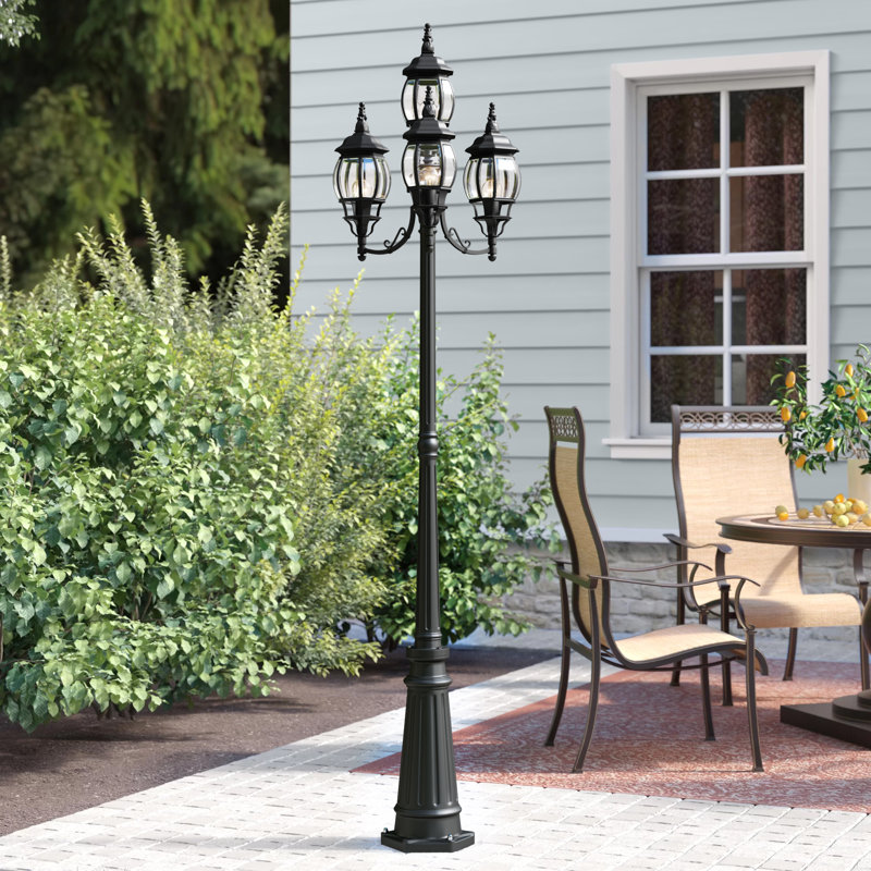 Lampadaire câblé à 4 lumières 93 po Analiz (double), Noir