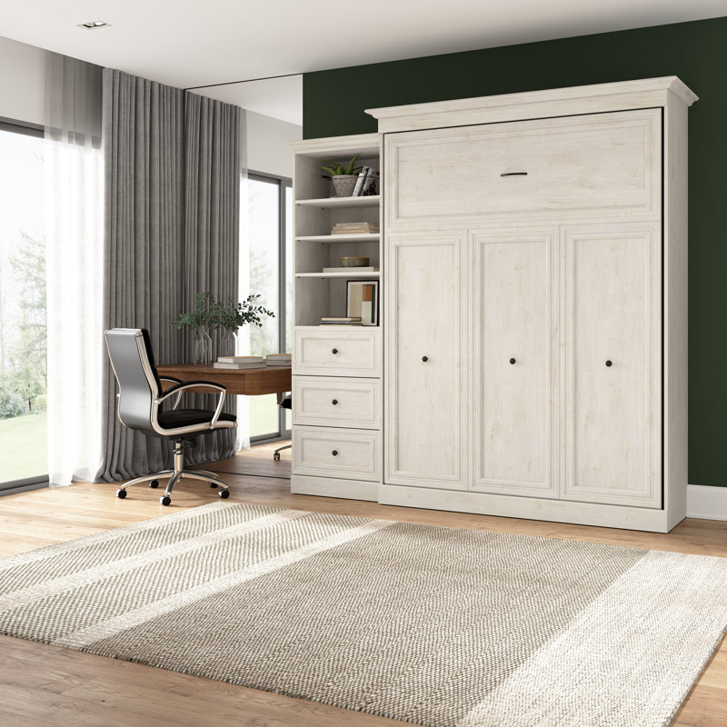 Alvaretta Murphy Storage Bed, Linen White Oak, Queen