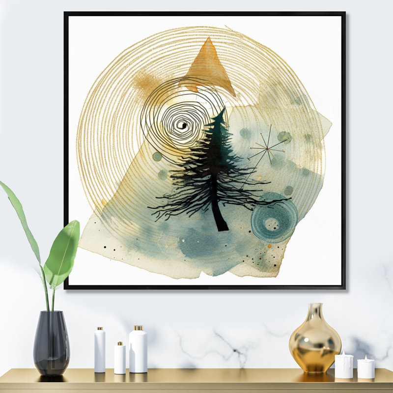 «Abstract Landscape Of Mountains Moon and Tree V», reproduction d'art sur toile, H 24 po x l 24 po x P 1 po
