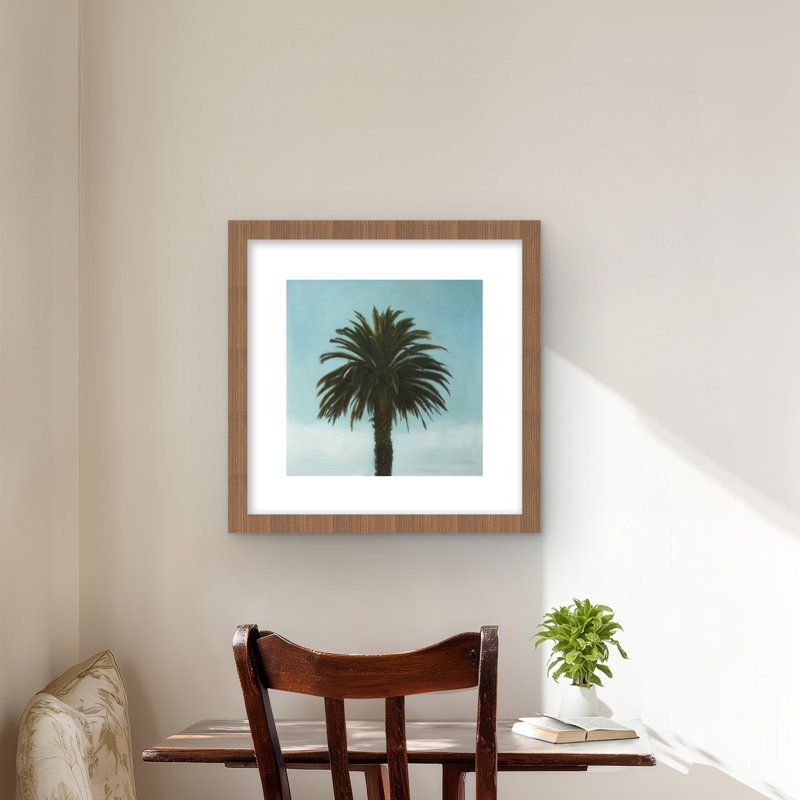 Palmier tropical - reproduction encadrée pour la décoration de chambre à coucher, H 16 po x l 16 po