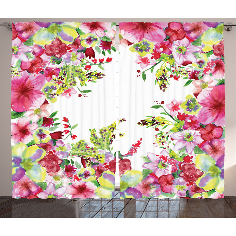 Dahlia Semi-Sheer Rod Pocket Curtain Panels, 54" W x 90" L