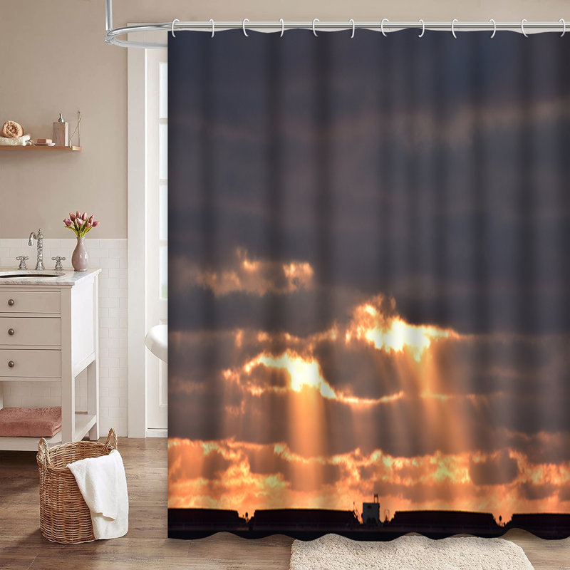 Rideau de douche avec 12 crochets Sunset, L 72 po x l 72 po
