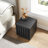 Fluted Solid Wood End Table With Natural Wood Grain-1140640666