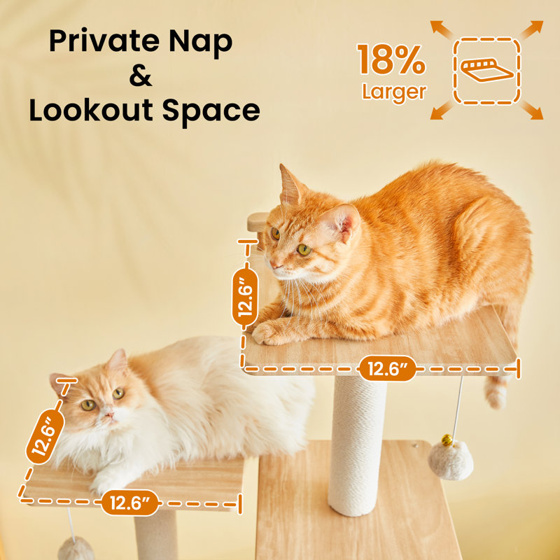 Tour pour chat 70 po, Marron clair, H 70 po x l 21,2 po x P 21,2 po
