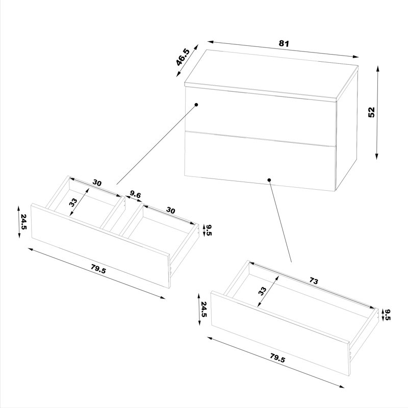Annalicia 81mm Bathroom Vanity with Basin