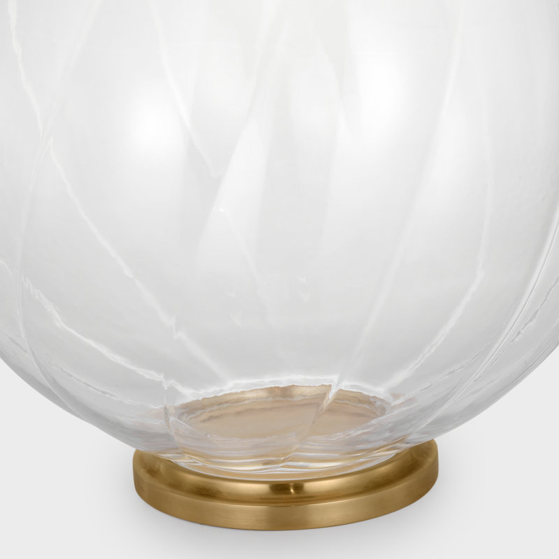 Talia Medium Cordless Table Lamp in Clear Glass with Linen Shade