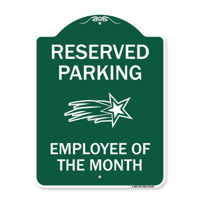 Signmission Designer Series Sign - Reserved Parking - Employee Of The Month 1 | Black & Gold 18" X 24" Heavy-Gauge Aluminum Architectural Sign | Protect Your Business & Municipality | Made In The USA