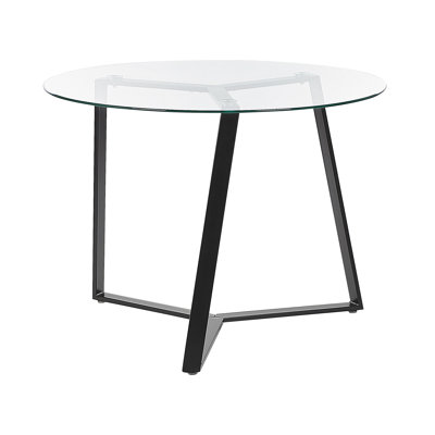 Eyva Round Glass Top Dining Table with Iron Base