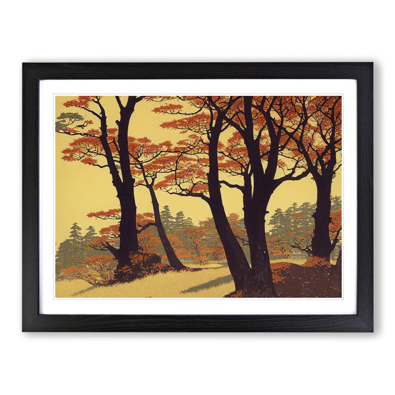 A Traditional Autumn Forest - Framed Print, 25cm H x 34cm W x 2cm D, Black