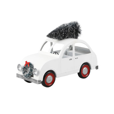 Voiture en fer-blanc à DEL de 13 po avec arbre