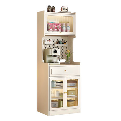 19.69" Vintage Tall Sideboard, Narrow Freestanding Cabinet with Pegboard for Small Spaces, Multi-functional Tableware Storage Cabinet for Kitchen