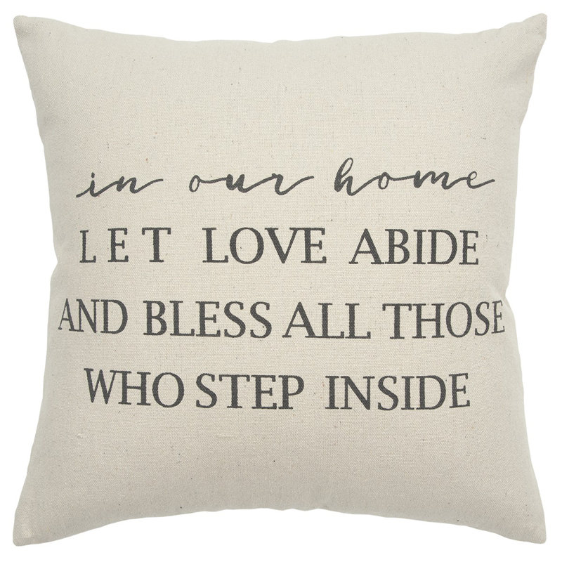  Coussin décoratif en coton gris taupe Let Love Abide