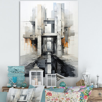 «Gray Bridge Bold Symmetry - Cityscapes Wall Art Living Room»