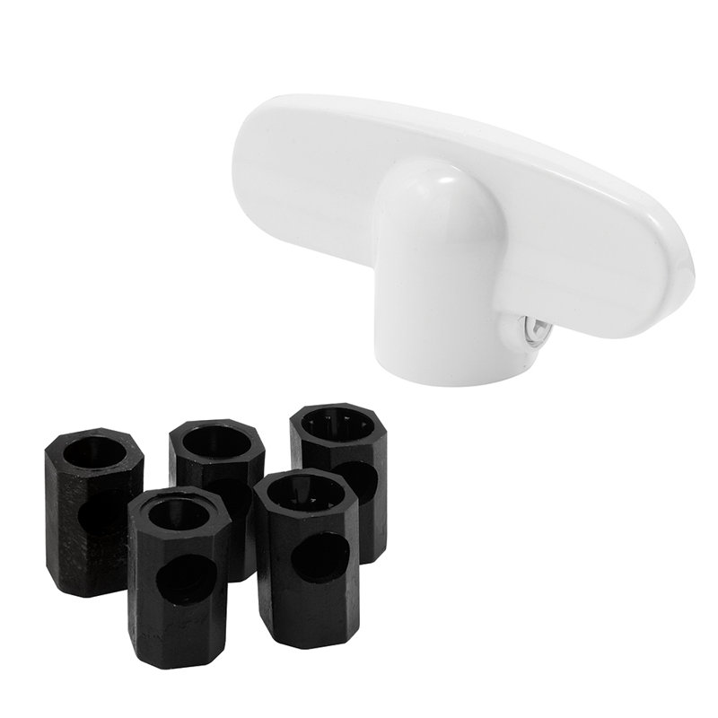 Operator Tee Handle, 1-1/8 in. x 2-3/8 in., Diecast, White, Universal
