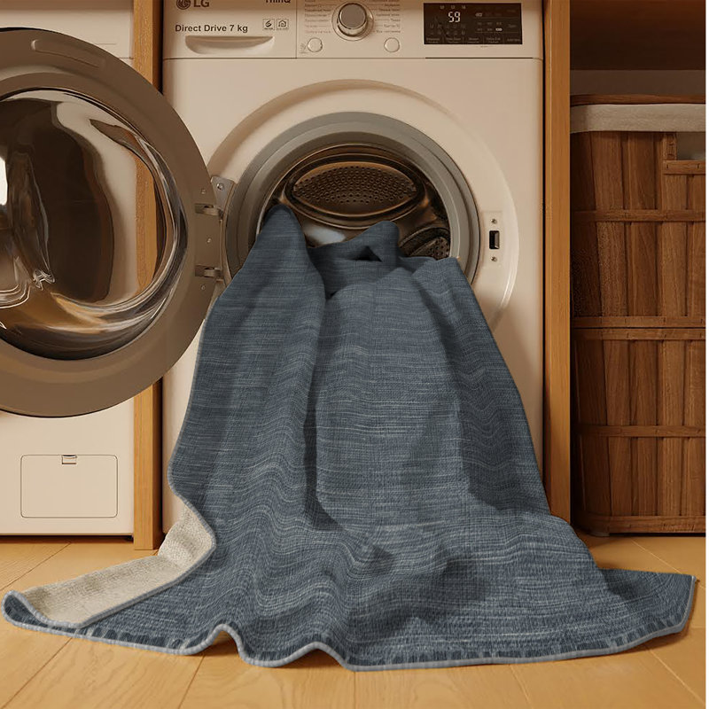 Machine Washable Solid Gray Area Rug, Rectangle 5' x 8'