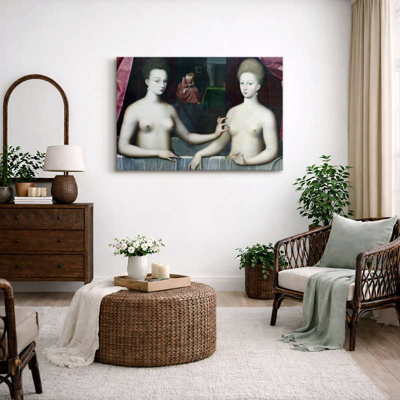 Renaissance, portrait nu, photos de chambre à coucher classique, impression sur toile encadrée., H 16 po x l 24 po