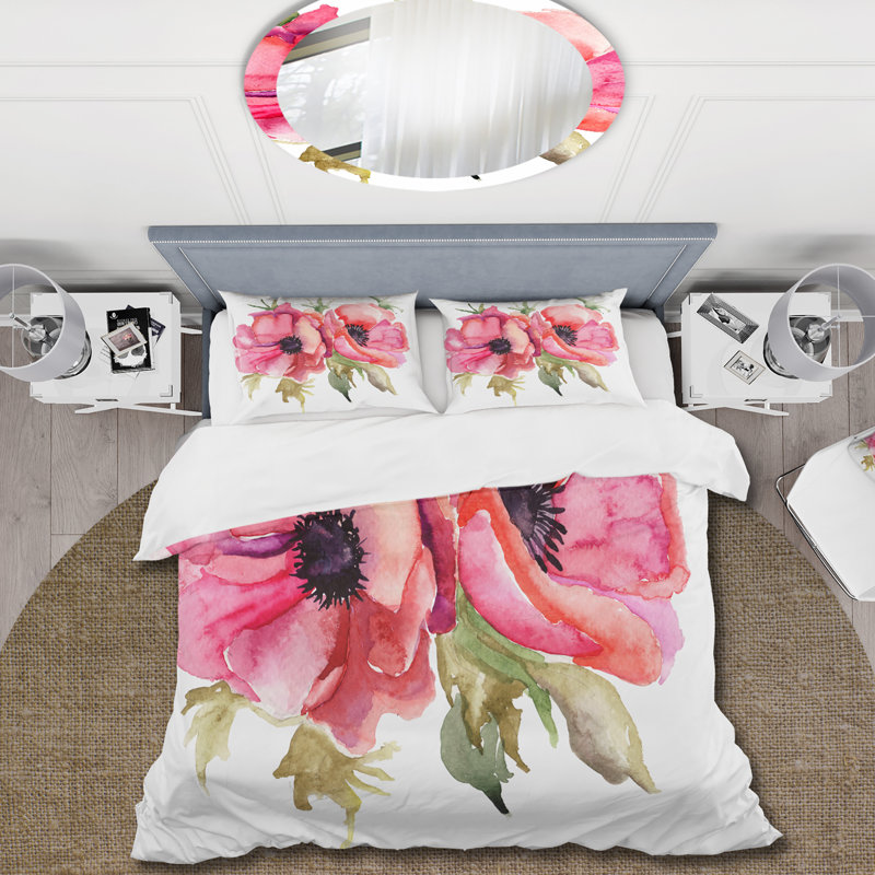 Pink Microfiber Duvet Cover Set, Twin Duvet Cover + 1 Standard Sham